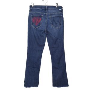 Mother The Insider Crop Step Fray Jeans Size 27 Love On The Edge Denim Dark Wash